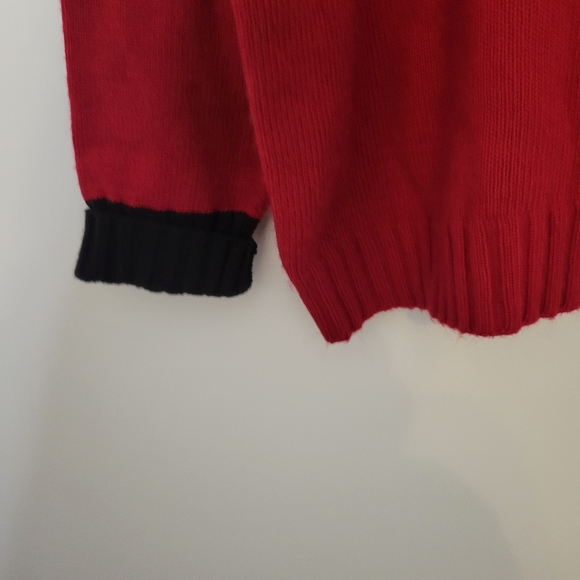 Evan Picone women's vintage mock neck sweater red with black embroidery - Picture 4 of 9